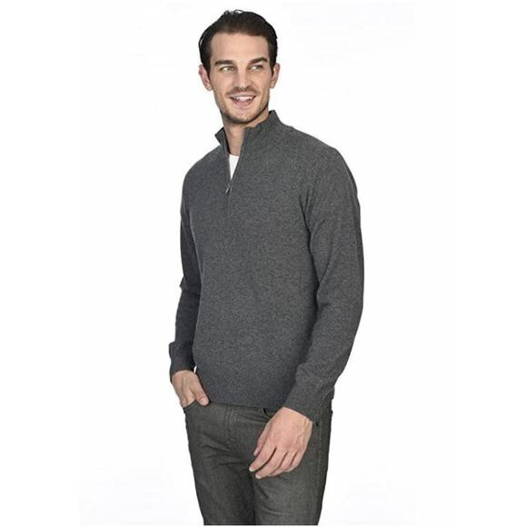 State Cashmere Half Zip Mock Neck Pullover 100% Pure Cashmere Polo Sweater XL - Picture 5 of 10